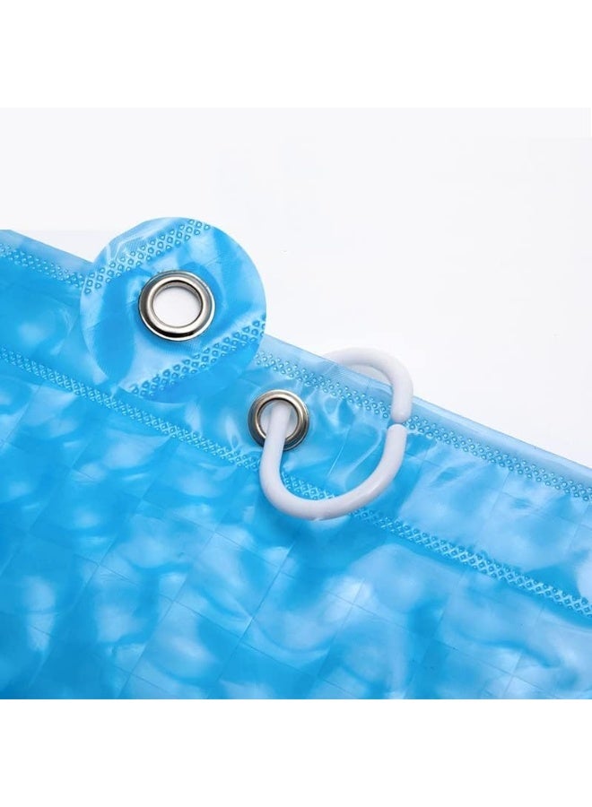 Rubik Shower Curtain 3D Effect Cat Eye Shiny Translucent Fashion Three-Dimensional Waterproof Mildew-Proof No Smell With 12 Plastic Hooks (180 X 180 Cm, Ocean Blue)  - Image 4