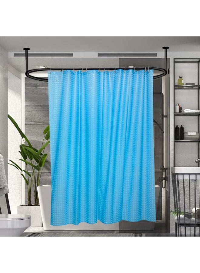 Rubik Shower Curtain 3D Effect Cat Eye Shiny Translucent Fashion Three-Dimensional Waterproof Mildew-Proof No Smell With 12 Plastic Hooks (180 X 180 Cm, Ocean Blue)  - Image 2