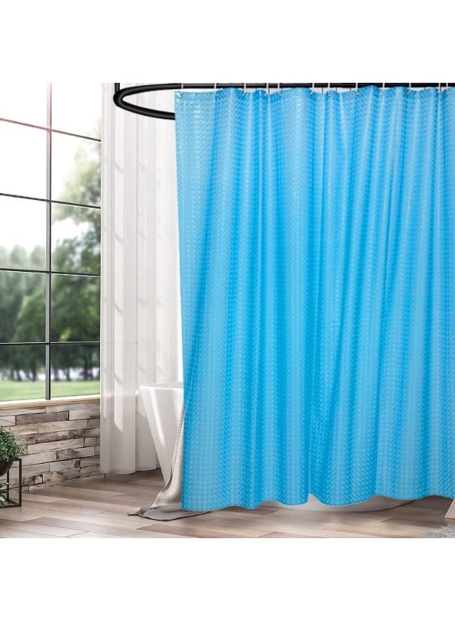 Rubik Shower Curtain 3D Effect Cat Eye Shiny Translucent Fashion Three-Dimensional Waterproof Mildew-Proof No Smell With 12 Plastic Hooks (180 X 180 Cm, Ocean Blue)  - Image 3