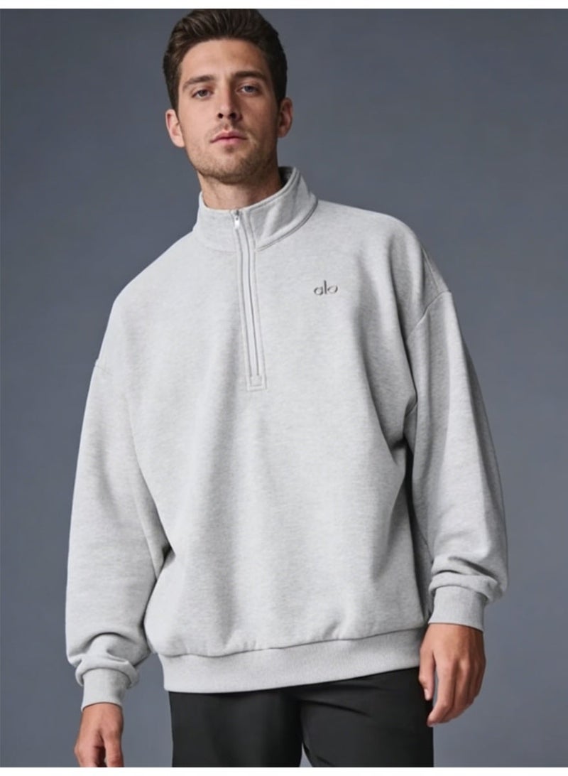 ALo728 Men's and women's half-zipper stand-up collar sweater loose casual couple pullover - Image 4