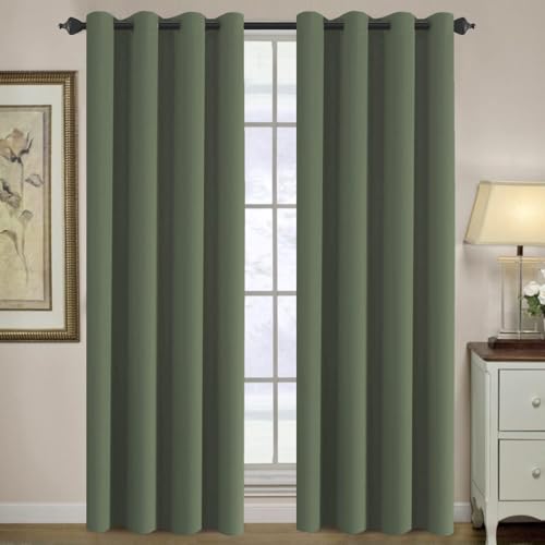 H.VERSAILTEX Blackout Curtain for Living Room Thermal Insulated Window Treatment Curtain Extra Long 84 inch Length Energy Saving Solid Grommet Top Blackout Drape, One Panel, Bronze Green, 52"W x 84"L - Image 1