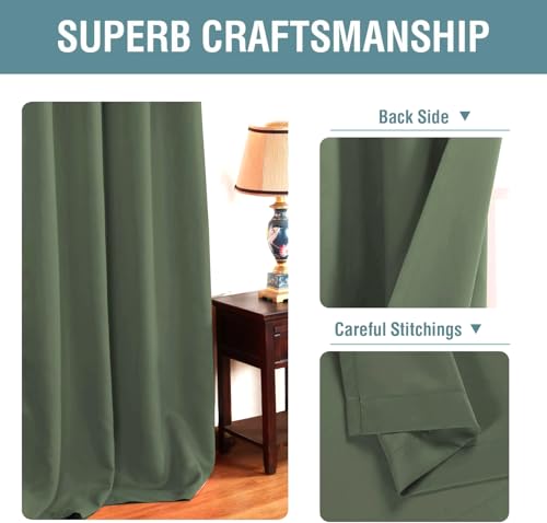H.VERSAILTEX Blackout Curtain for Living Room Thermal Insulated Window Treatment Curtain Extra Long 84 inch Length Energy Saving Solid Grommet Top Blackout Drape, One Panel, Bronze Green, 52"W x 84"L - Image 3