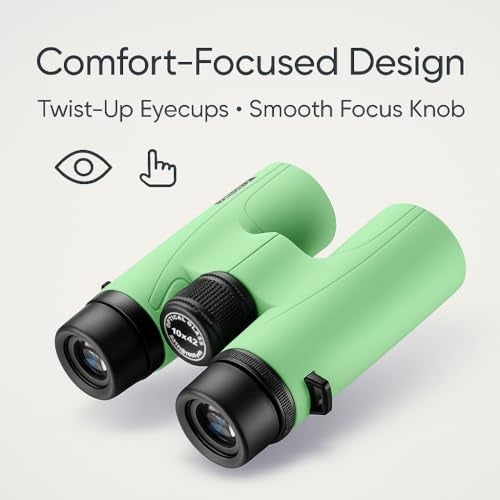 Barska AB12974 Crush Binoculars for Hunting, Hiking, Events, Sports, etc, 10x42mm, Pistachio Green - Image 5