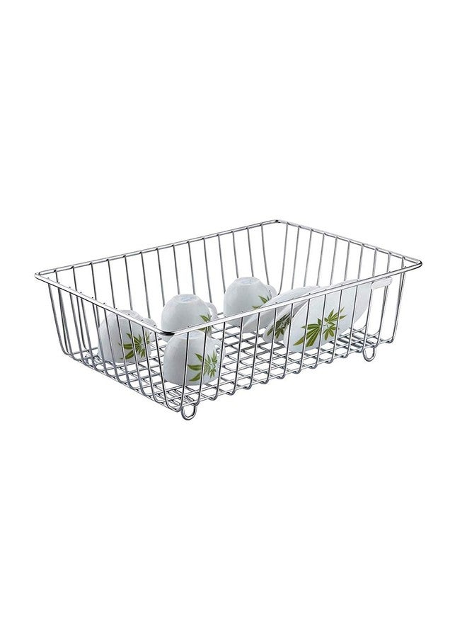 Gcrox Stainless Steel Dish Drainer Basket 15x11x5 cm – Rustproof Kitchen Utensil Drying Rack with Drip Tray & Detachable Spoon Holder | Compact Over Sink Plate Stand, Countertop Organizer - Image 1