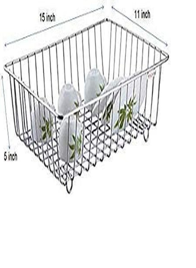 Gcrox Stainless Steel Dish Drainer Basket 15x11x5 cm – Rustproof Kitchen Utensil Drying Rack with Drip Tray & Detachable Spoon Holder | Compact Over Sink Plate Stand, Countertop Organizer - Image 2