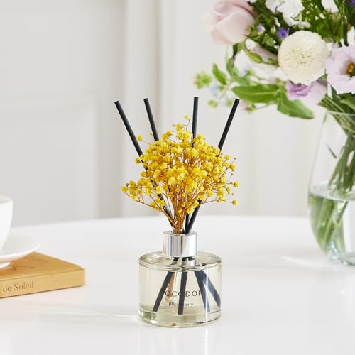 COCODOR Flower Reed Diffuser Set / 6.7oz / Lemon Eucalyptus/Scent Diffuser with Sticks Home Fragrance Reed Diffuser for Bathroom Shelf Decor - Image 5