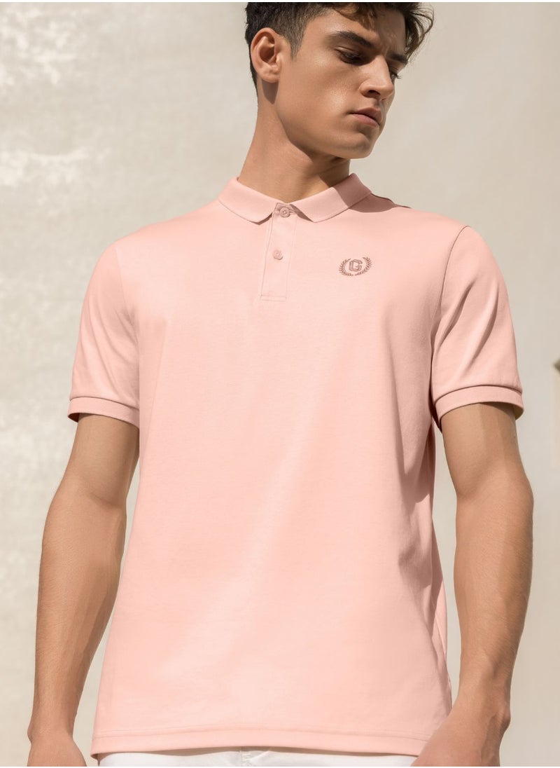 GIORDANO Men's Luxury Touch Polo Pink  - Image 1