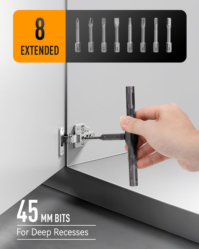 DISEN 43 in 1 Ratcheting Screwdriver Set with 58-Tooth Handle & Magnetic Pickup, 40 S2 Steel Bits Long/Short, Professional Repair Kit for Electronics, Computer, Furniture,Bike, Ideal Gift for Men - Image 4