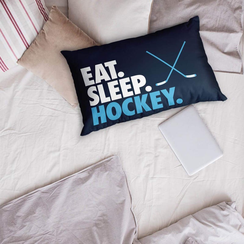 ChalkTalkSPORTS Eat. Sleep. Hockey. Pillowcase Home Decor | Navy - Image 3