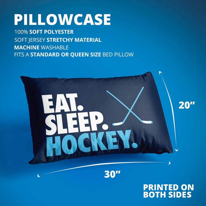 ChalkTalkSPORTS Eat. Sleep. Hockey. Pillowcase Home Decor | Navy - Image 2