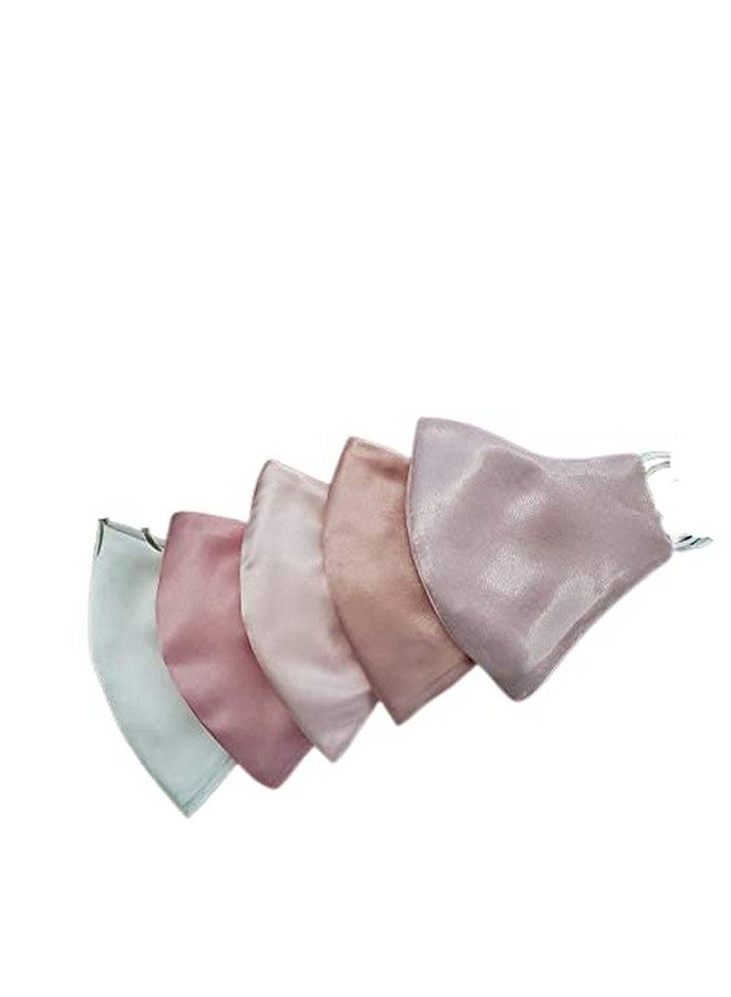 AGASTI Silk-Satin 3 Play Soft Elastic Face Mask For Women And Girl And Men Pack Of 5  - Image 1