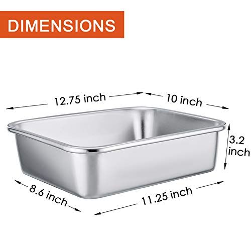P&P CHEF Lasagna Pan, Rectangular Cake Pan Roaster Pasta Baking Cookie Sheet Pans Stainless Steel, Heavy Duty & Durable, Oven & Dishwasher Safe, 12.7" L x 3.2" H - Image 4