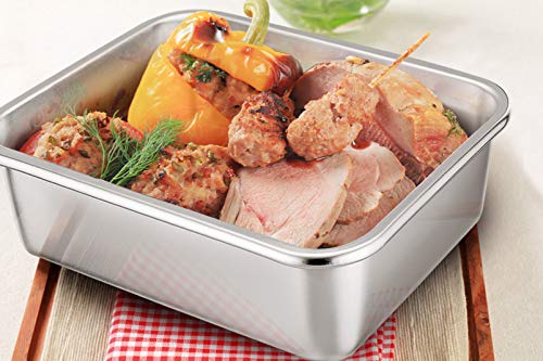 P&P CHEF Lasagna Pan, Rectangular Cake Pan Roaster Pasta Baking Cookie Sheet Pans Stainless Steel, Heavy Duty & Durable, Oven & Dishwasher Safe, 12.7" L x 3.2" H - Image 5
