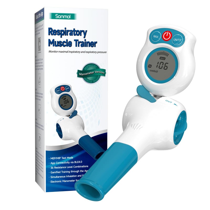 Sonmol Sonmol Breathing Exercise Device for Lungs Lung Trainer with Travel Case Natural Therapy Breathing Trainer MEP Test with Digital Manometer Lung Exerciser Device