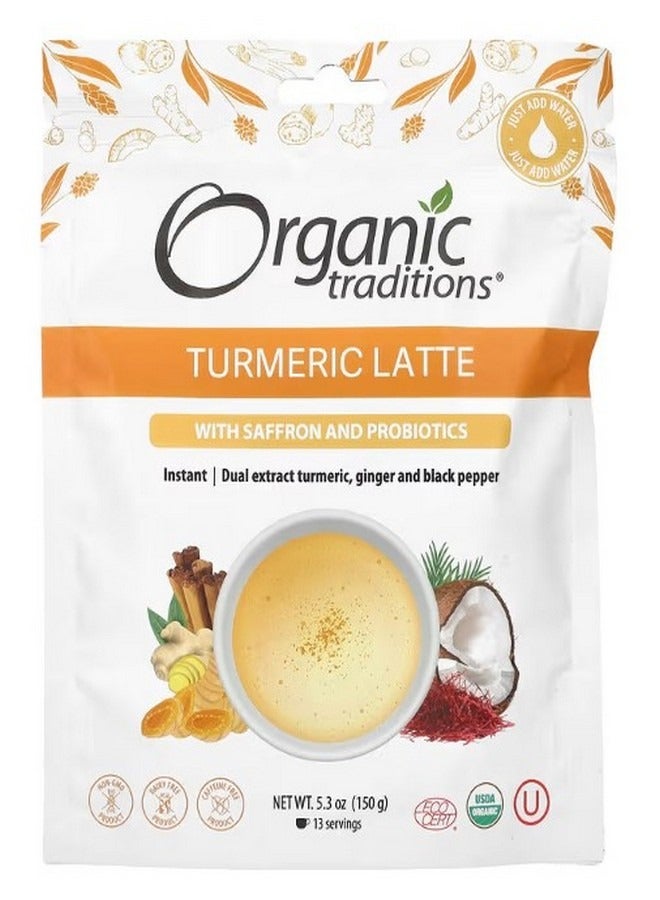 Organic Traditions Turmeric Latte with Saffron and Probiotics 5.3 oz 150 g - Image 1