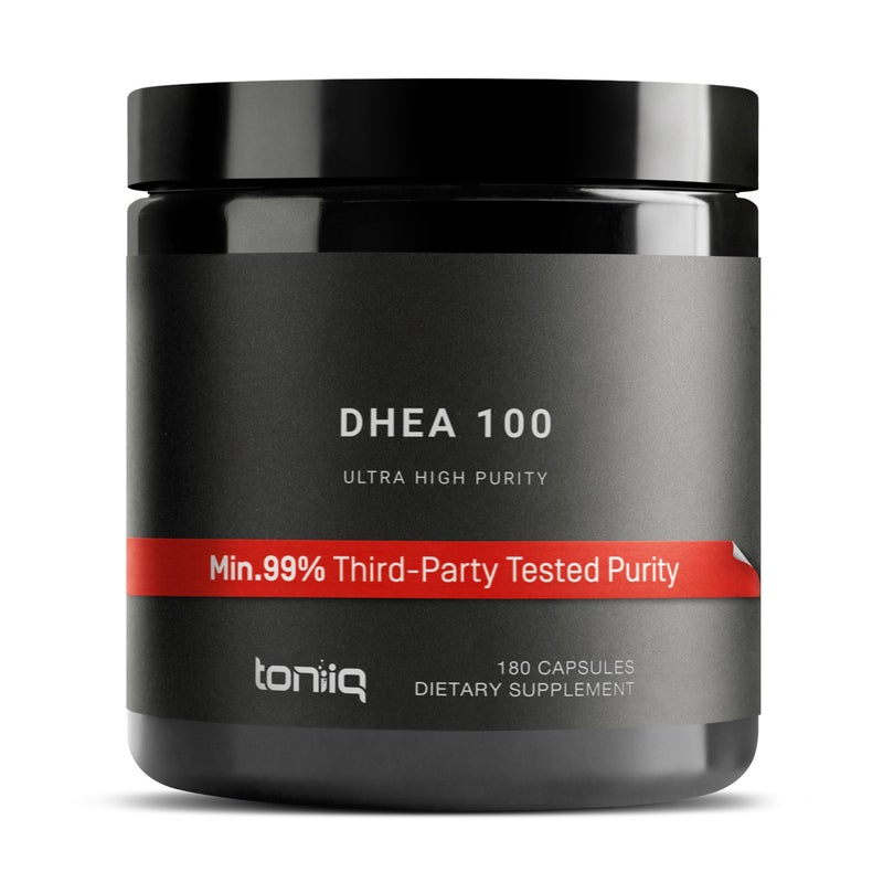 Toniiq Ultra High Strength DHEA 100mg Supplement for Men - 99%+ Highly Purified and Bioavailable Micronized DHEA Supplement for Women and Men - DHEA 100 mg - 180 Capsules - Image 1