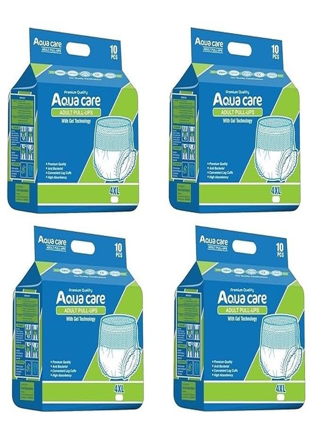 Aquacare Adult Diapers Pants | NEW GEL TECHNOLOGY 10 Hours Absorption| Protection With Wetness IndicatorOdour Control | and Anti-Bacterial Absorbent Core| | Size- 4XL | (_190 - 240 (cm) 75"-94" (Inch) - PACK OF 4 ( 40 Pieces ) - Image 1