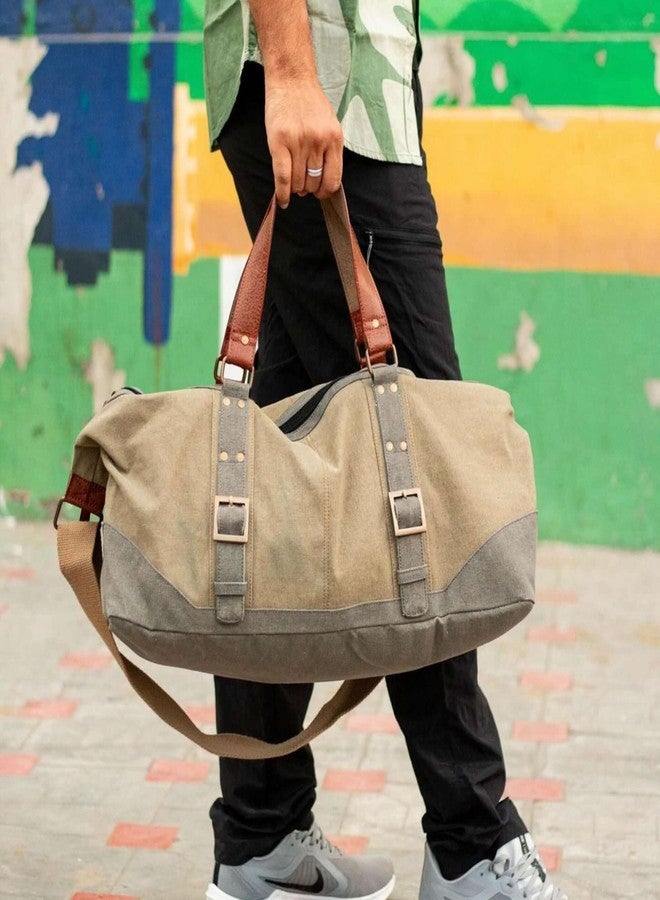 Mona B 25L Travel Duffle Bag for Men and Women with Adjustable Shoulder Strap - Brown - Image 3