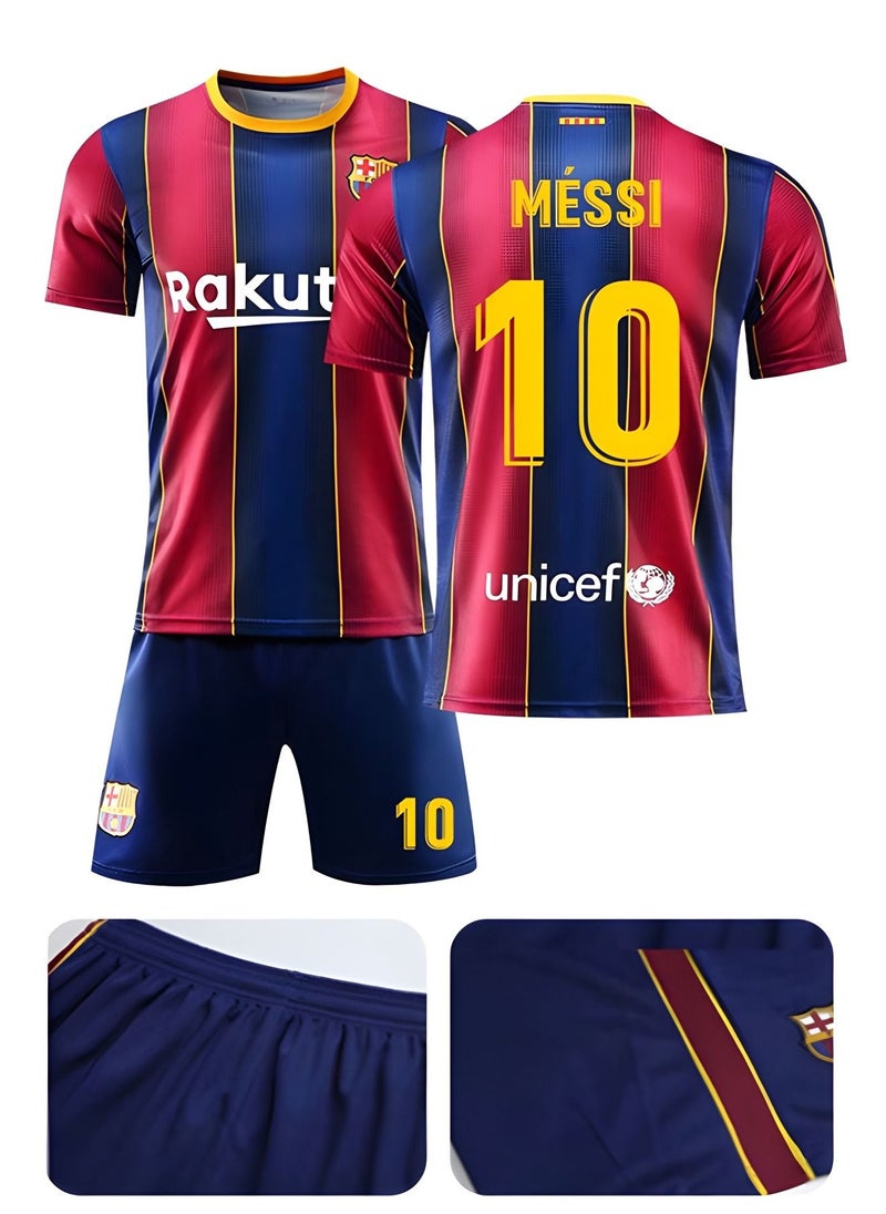 GROIC - Messi Barcelona Jersey #10 Soccer T Shirt and Shorts,Football Jersey for Adults,Football Suits,Soccer Socks,Football Jersey Set - Image 1