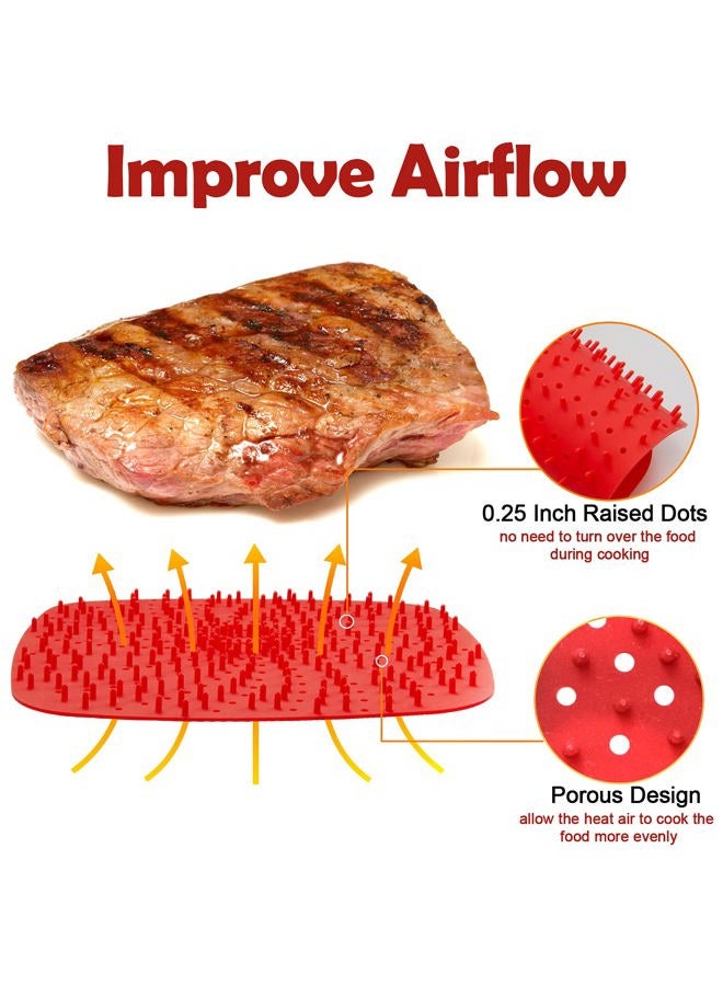 DEMEDO Upgrade Reusable Air Fryer Liners with Raised Silicone | Patented Product | BPA Free Non-Stick Silicone Air Fryer Mats | Air Fryer Silicone Tray Accessories | 2 Size Options – 9 Inch Square - Image 2