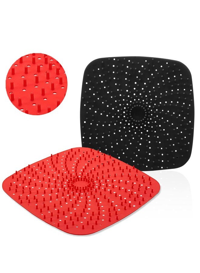 DEMEDO Upgrade Reusable Air Fryer Liners with Raised Silicone | Patented Product | BPA Free Non-Stick Silicone Air Fryer Mats | Air Fryer Silicone Tray Accessories | 2 Size Options – 9 Inch Square - Image 1