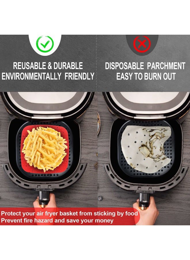 DEMEDO Upgrade Reusable Air Fryer Liners with Raised Silicone | Patented Product | BPA Free Non-Stick Silicone Air Fryer Mats | Air Fryer Silicone Tray Accessories | 2 Size Options – 9 Inch Square - Image 4