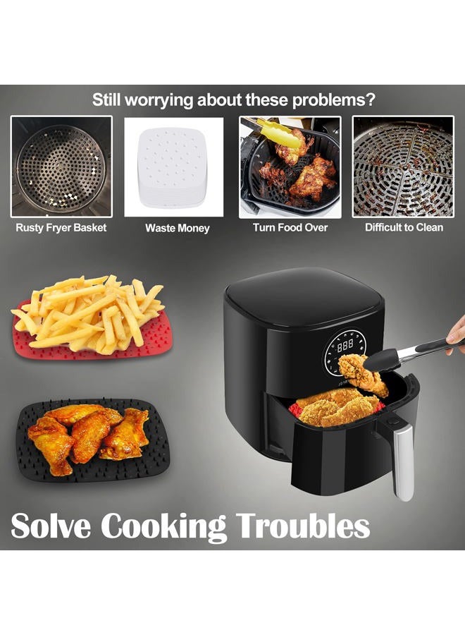 DEMEDO Upgrade Reusable Air Fryer Liners with Raised Silicone | Patented Product | BPA Free Non-Stick Silicone Air Fryer Mats | Air Fryer Silicone Tray Accessories | 2 Size Options – 9 Inch Square - Image 5