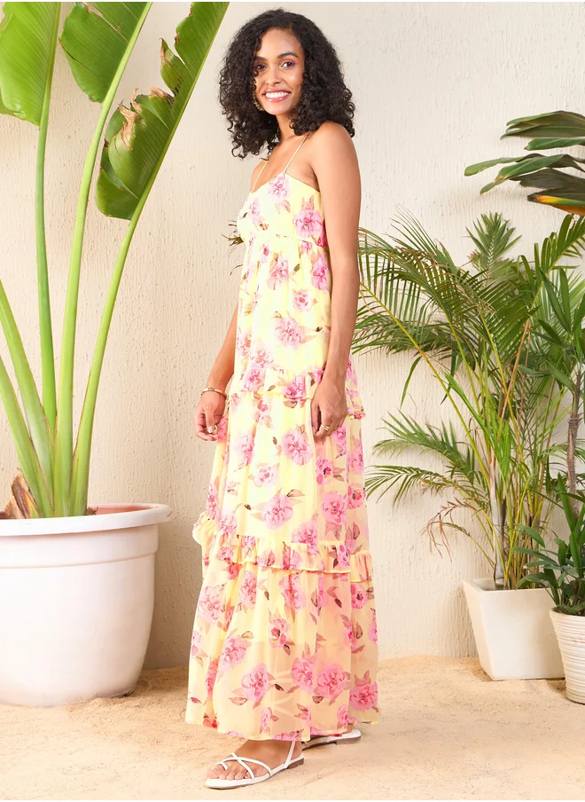 SASSAFRAS Floral Tiered Dress