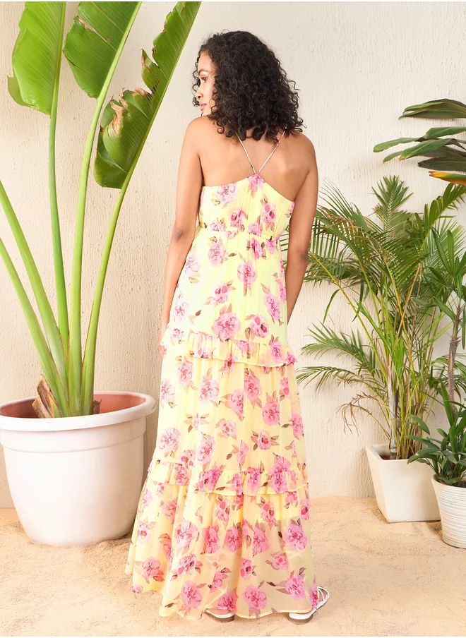 SASSAFRAS Floral Tiered Dress
