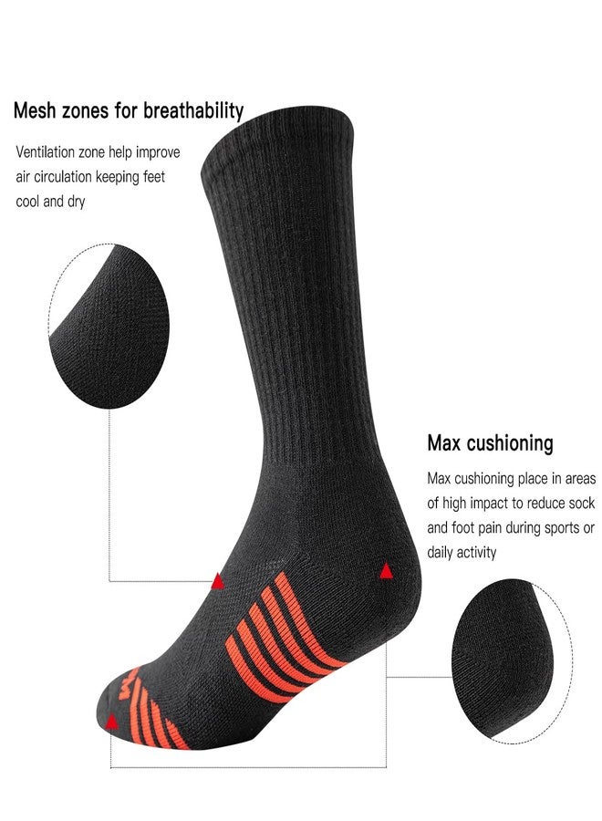 JOYNÉE 7 Pairs Men's Running Sports Week Socks Athletic Comfort Crew Socks,Black,Sock Size:10-13 - Image 4