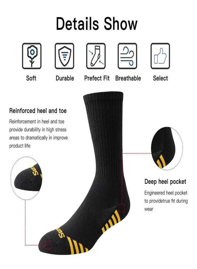 JOYNÉE 7 Pairs Men's Running Sports Week Socks Athletic Comfort Crew Socks,Black,Sock Size:10-13 - Image 5