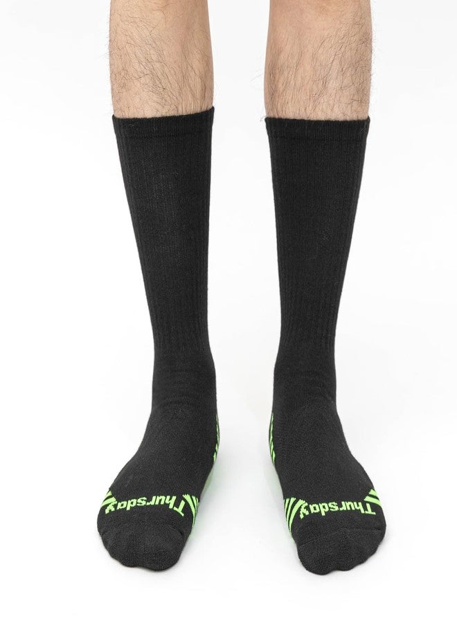 JOYNÉE 7 Pairs Men's Running Sports Week Socks Athletic Comfort Crew Socks,Black,Sock Size:10-13 - Image 2