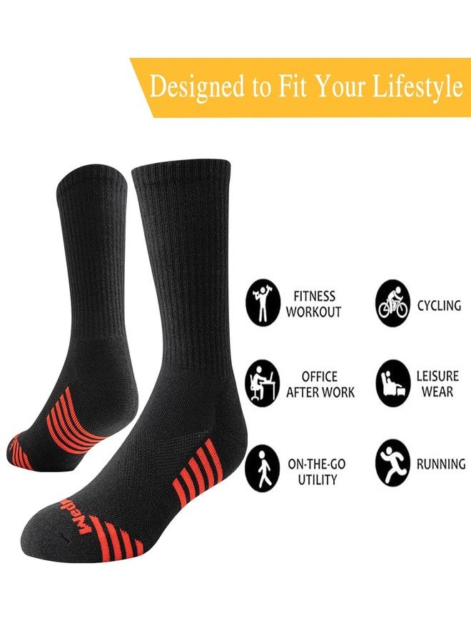 JOYNÉE 7 Pairs Men's Running Sports Week Socks Athletic Comfort Crew Socks,Black,Sock Size:10-13 - Image 3