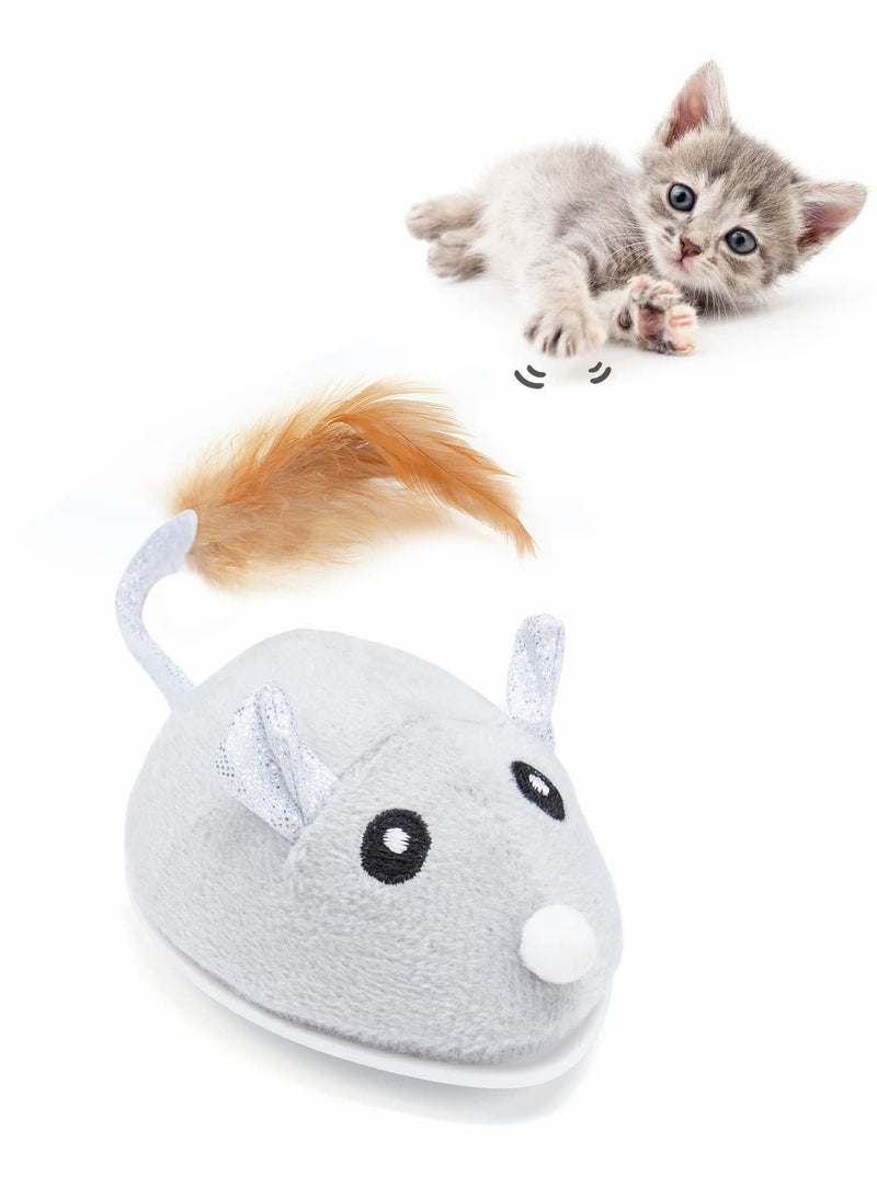 SYOSI Interactive Cat Toy, Toys for Indoor Cats Cat Feather Toys Automatic Cat Toy Cat Mouse Toy with Feather Tail Kitty Toys with USB Charging - Image 1