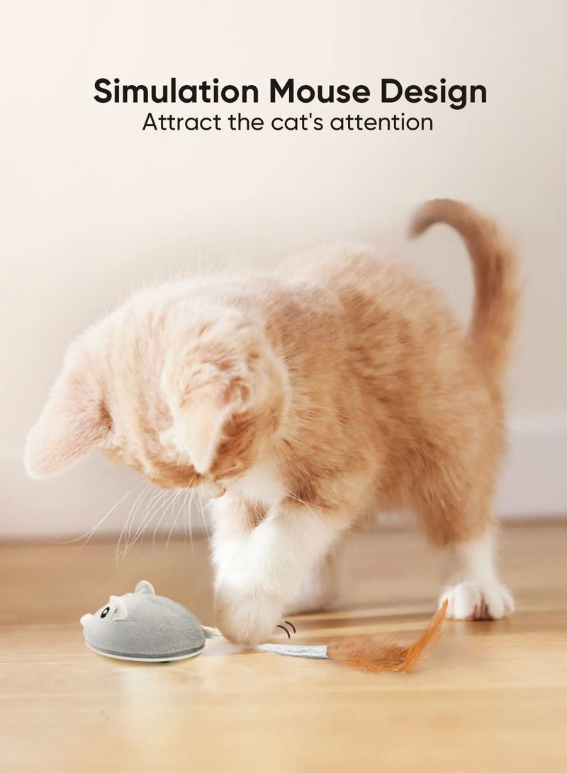 SYOSI Interactive Cat Toy, Toys for Indoor Cats Cat Feather Toys Automatic Cat Toy Cat Mouse Toy with Feather Tail Kitty Toys with USB Charging - Image 2