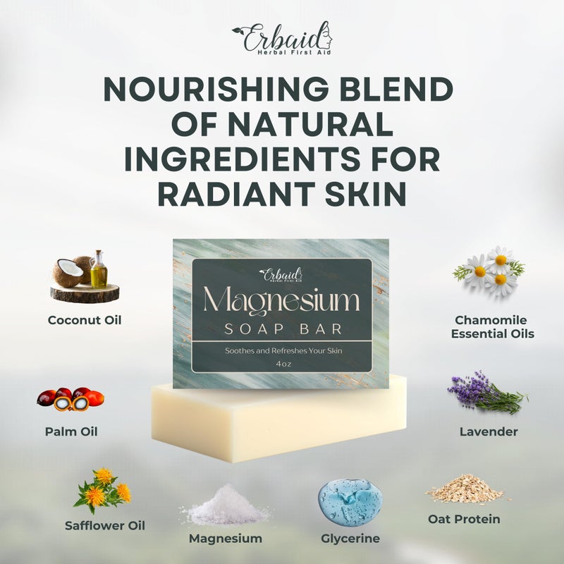 Erbaid Dead Sea Magnesium Soap Bar â€“ Deep Cleansing, Moisturizing Body Soap for Dry Itchy and All Skin Types â€“ Shower Soap Soothes Muscles and Joints â€“ All-Natural Exfoliating Face and Body Wash Made in USA - Image 4