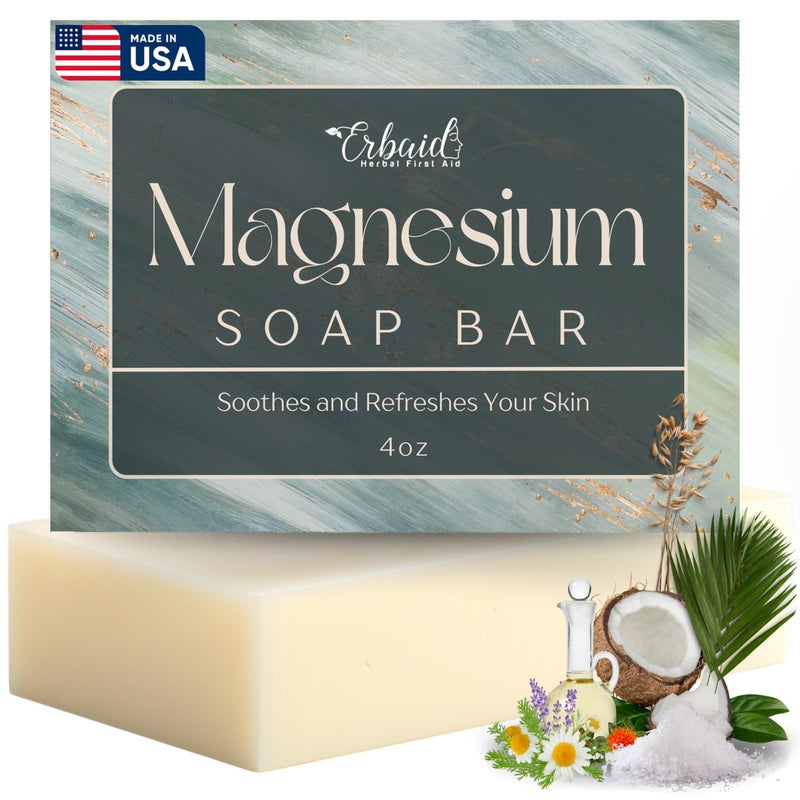 Erbaid Dead Sea Magnesium Soap Bar â€“ Deep Cleansing, Moisturizing Body Soap for Dry Itchy and All Skin Types â€“ Shower Soap Soothes Muscles and Joints â€“ All-Natural Exfoliating Face and Body Wash Made in USA - Image 1