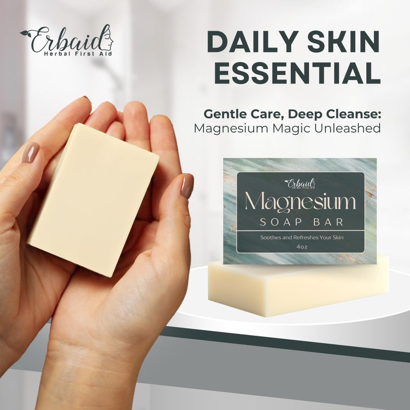 Erbaid Dead Sea Magnesium Soap Bar â€“ Deep Cleansing, Moisturizing Body Soap for Dry Itchy and All Skin Types â€“ Shower Soap Soothes Muscles and Joints â€“ All-Natural Exfoliating Face and Body Wash Made in USA - Image 5