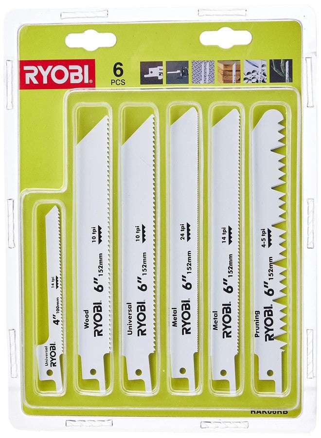 Ryobi RAK06RB Reciprocating Saw Blade Set, 6 Piece - Image 1