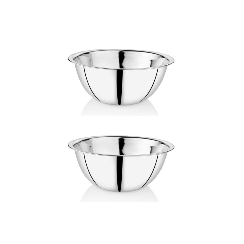 EMBASSY Stainless Steel Pack of 2 Mixing Bowls for Kitchen | Size - 9 | Capacity - 8200 ml | Bowls for Baking, Mixing Atta, Storing and Serving | Ideal for Gifting - Image 1