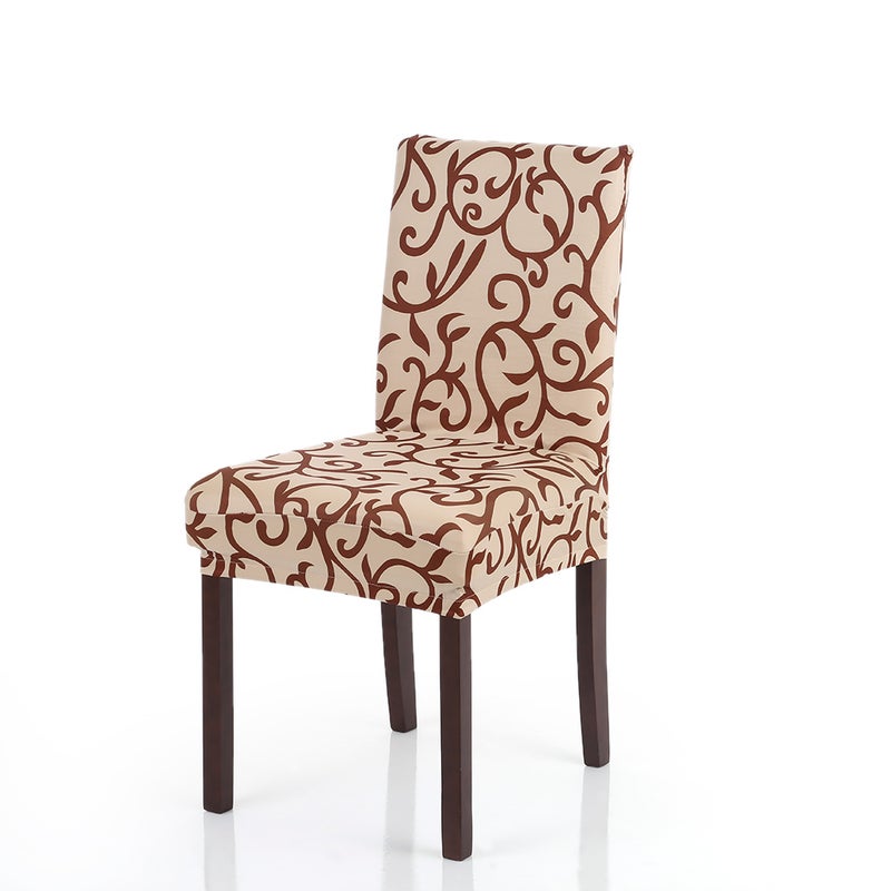 Premiun Quality Stretch Removable Washable Short Dining Seat Cover Soft Milk Silk Spandex Printing Chair Cover Slipcover for Wedding Party Hotel Dining Room Ceremony Chair Seat Covers - Image 1