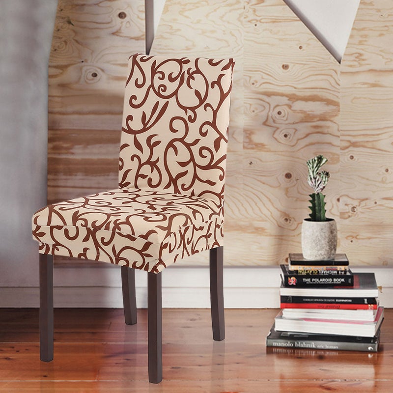 Premiun Quality Stretch Removable Washable Short Dining Seat Cover Soft Milk Silk Spandex Printing Chair Cover Slipcover for Wedding Party Hotel Dining Room Ceremony Chair Seat Covers - Image 3