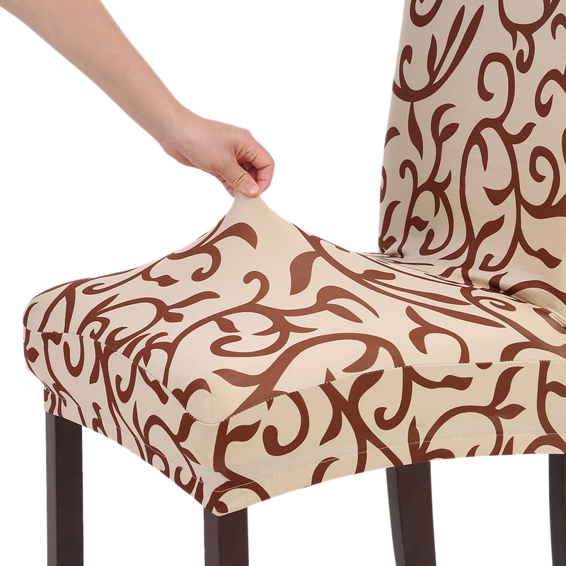 Premiun Quality Stretch Removable Washable Short Dining Seat Cover Soft Milk Silk Spandex Printing Chair Cover Slipcover for Wedding Party Hotel Dining Room Ceremony Chair Seat Covers - Image 2