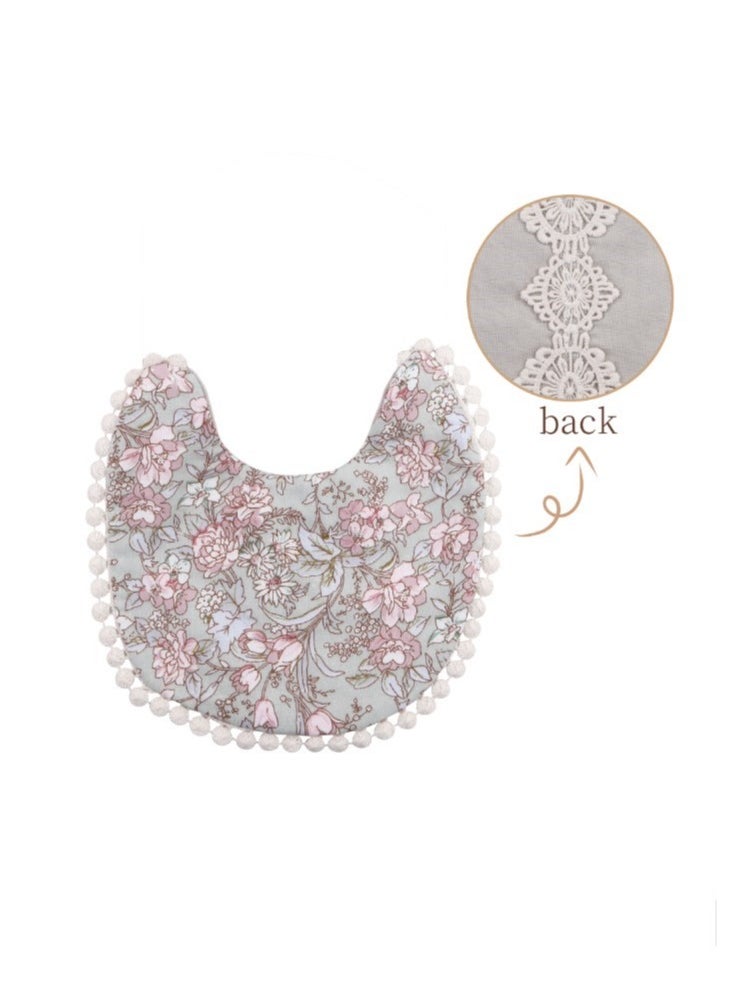Bambimici - Bambimici -Angelica Baby Bib  and Headband - Floral Grey - Image 1