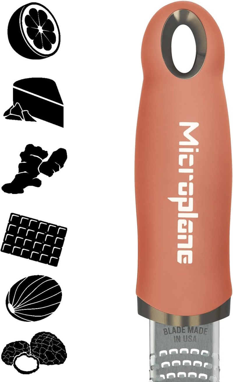Microplane Zester Grater in Cinnamon Orange for Citrus Fruits, Hard Cheese, Ginger, Chocolate and Nutmeg with Fine Stainless Steel Blade - Made in USA - Image 1