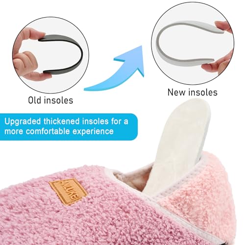 ANLUKE Slipper for Women Men Slipper Socks Fuzzy House Shoes Rubber Sole Slip On Soft-Lightweight Non Slip Indoor/Outdoor Pink - Image 5