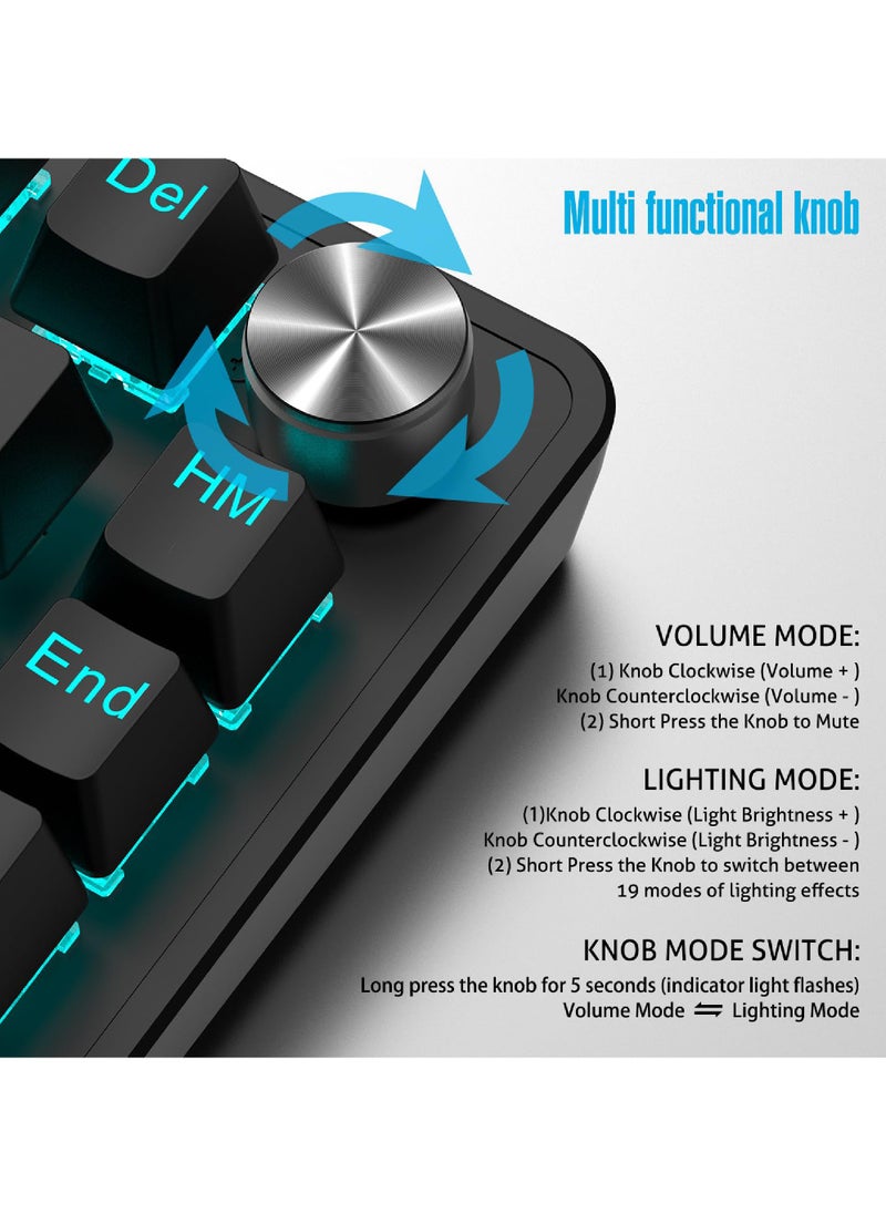 Rock Pow - ROCK POW 70% Gaming Keyboard,Arabic English 82 Keys Mechanical Keyboard with Ice Blue Backlit 19 Modes,Volume Lighting Knob Wired Mini PBT Keycaps for PC Gaming and Working (Red Switch)Black - Image 1