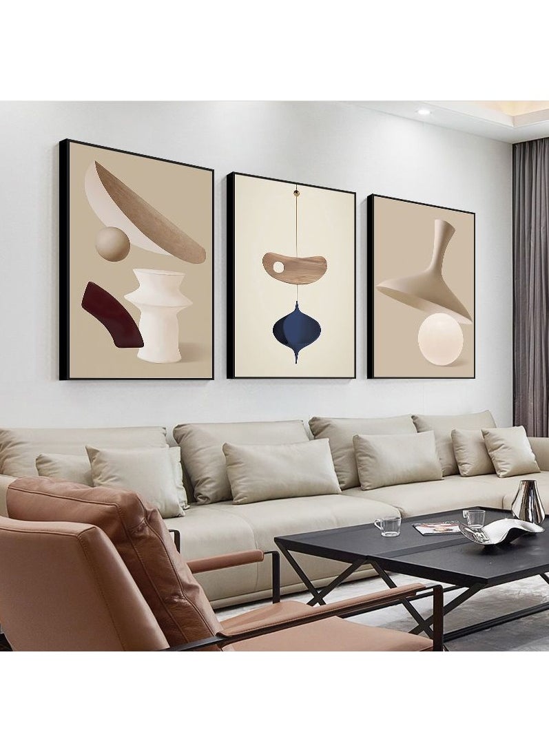 FASHION HOME 3PCS Wall Art Bright Style Minimalist Decor Modern Abstract Canvas Prints Poster Picture Framed Paintings Decorations  - Image 1