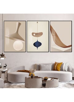 FASHION HOME 3PCS Wall Art Bright Style Minimalist Decor Modern Abstract Canvas Prints Poster Picture Framed Paintings Decorations  - Image 3