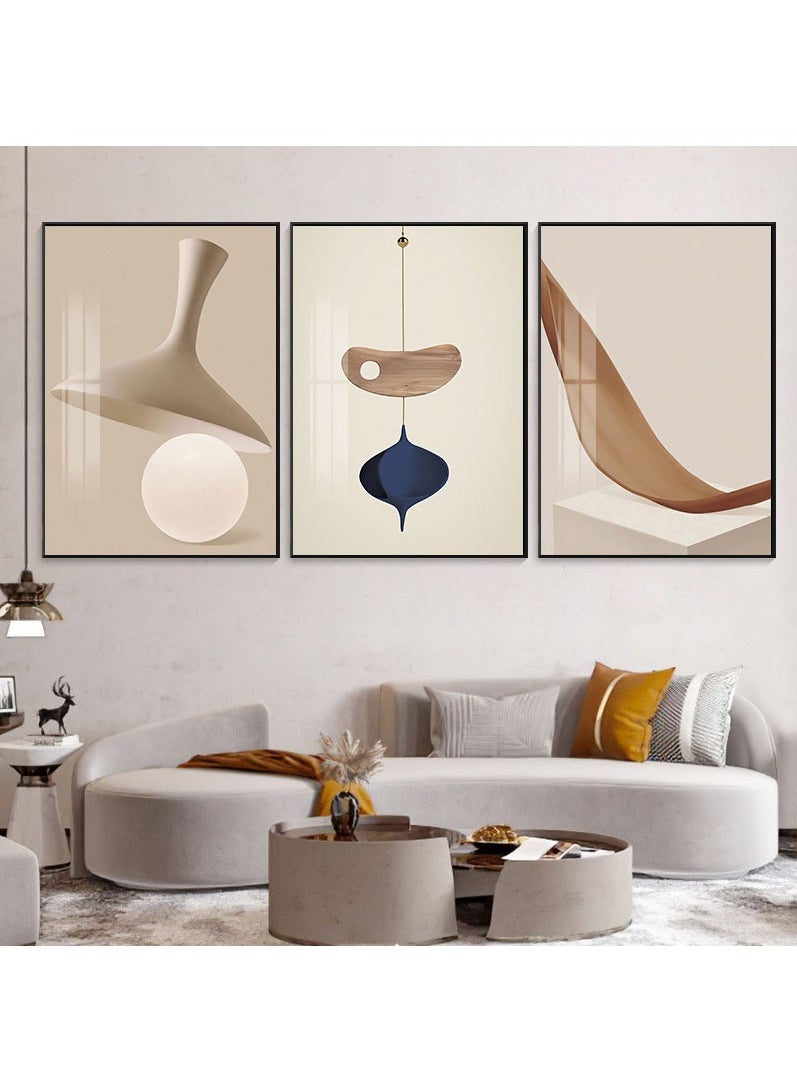 FASHION HOME 3PCS Wall Art Bright Style Minimalist Decor Modern Abstract Canvas Prints Poster Picture Framed Paintings Decorations  - Image 3